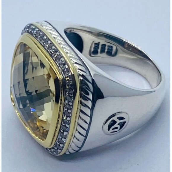 David Yurman Albion Citrine 18K Silver Diamond Ring - Picture 5 of 16